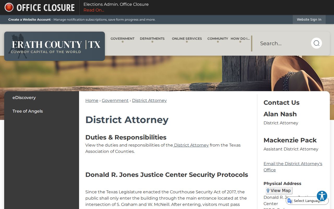 Erath County criminal history District Attorney case records