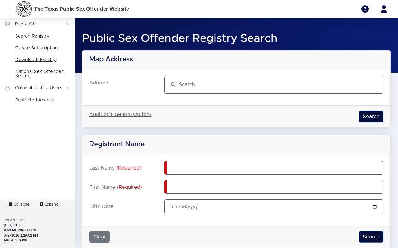 Erath County sex offender lookup on the Texas DPS registry